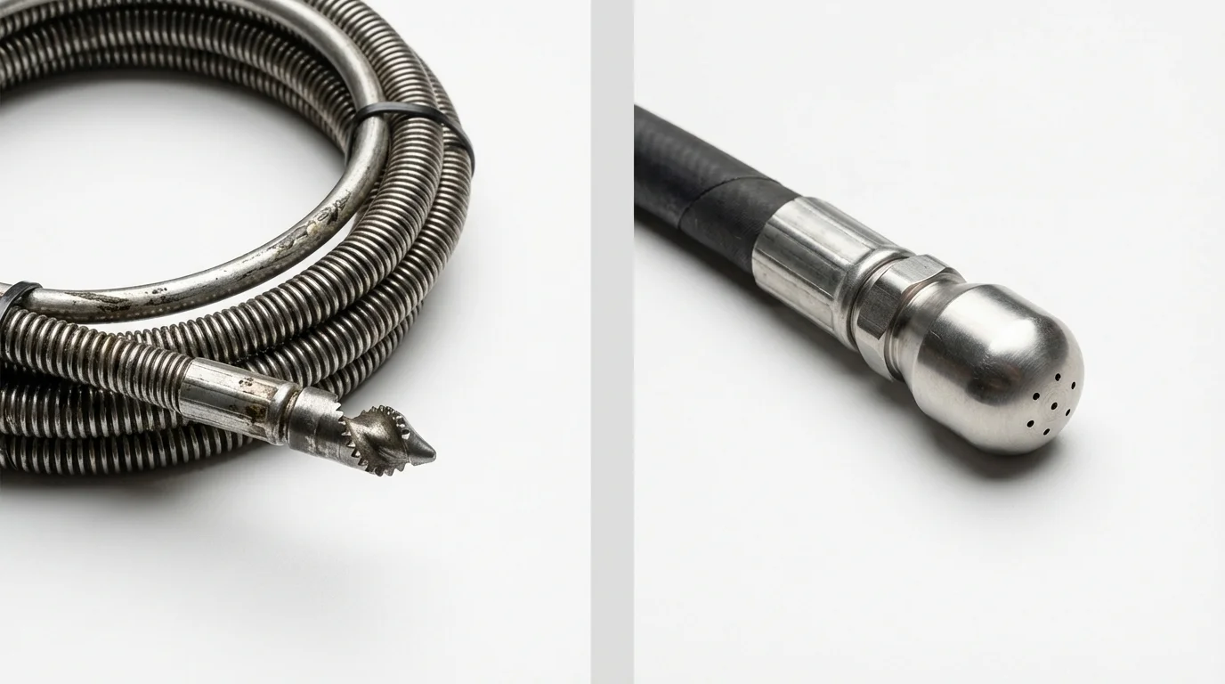 Drain snake cable and hydro jetting nozzle used for drain cleaning in Barranquitas, PR